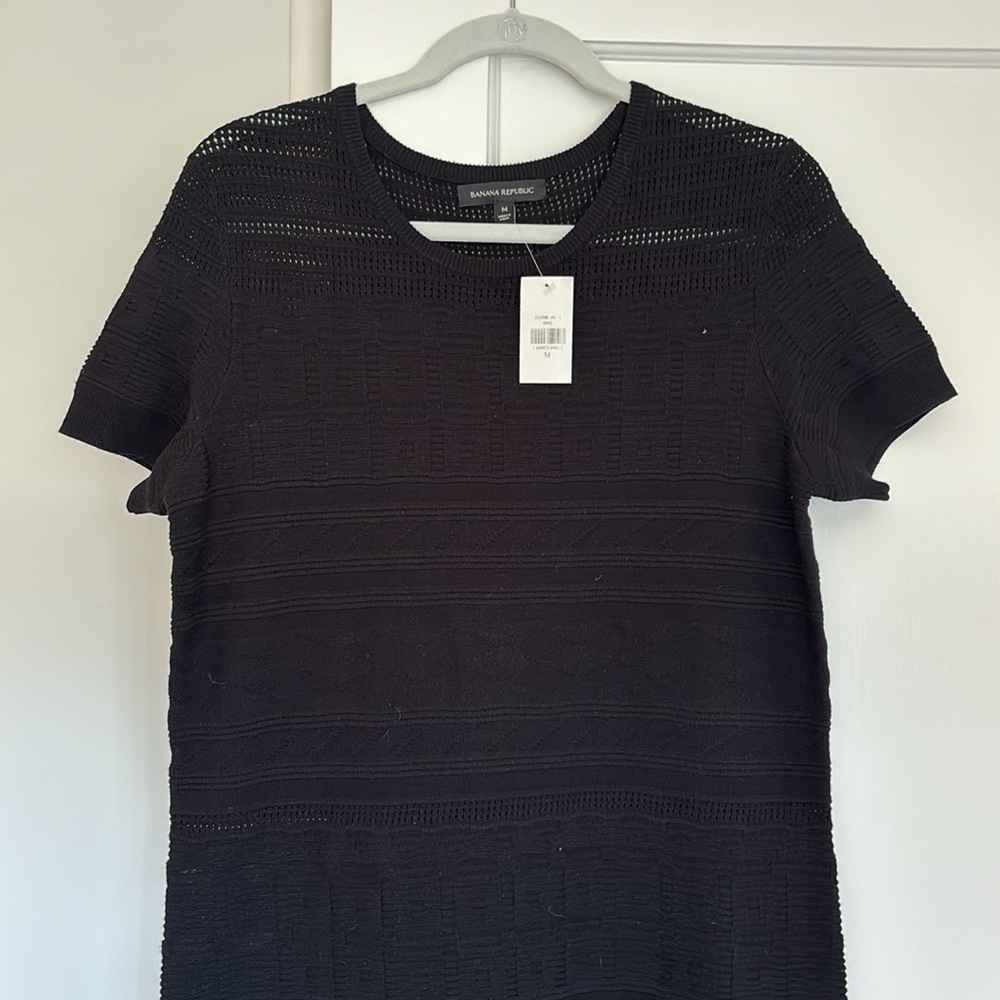 Banana Republic Black Mixed Stitch Knit Dress in Size Medium NWT